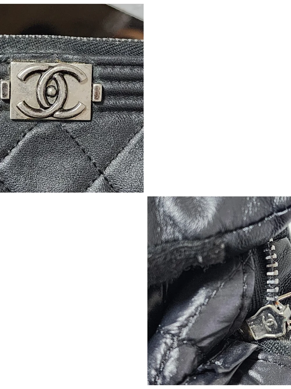 CHANEL Caviar Quilted Medium Boy Cosmetic Clutch Black